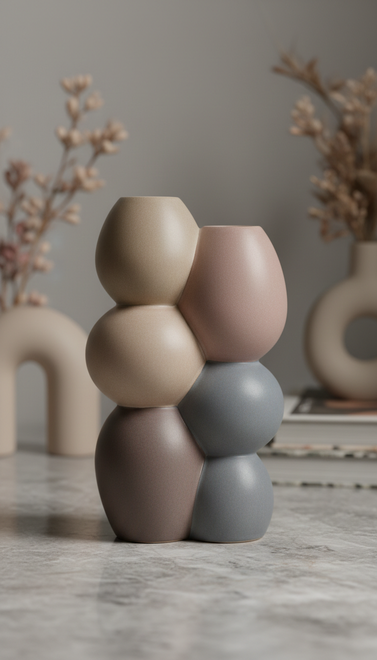 Vase sculptural céramique blanc mat