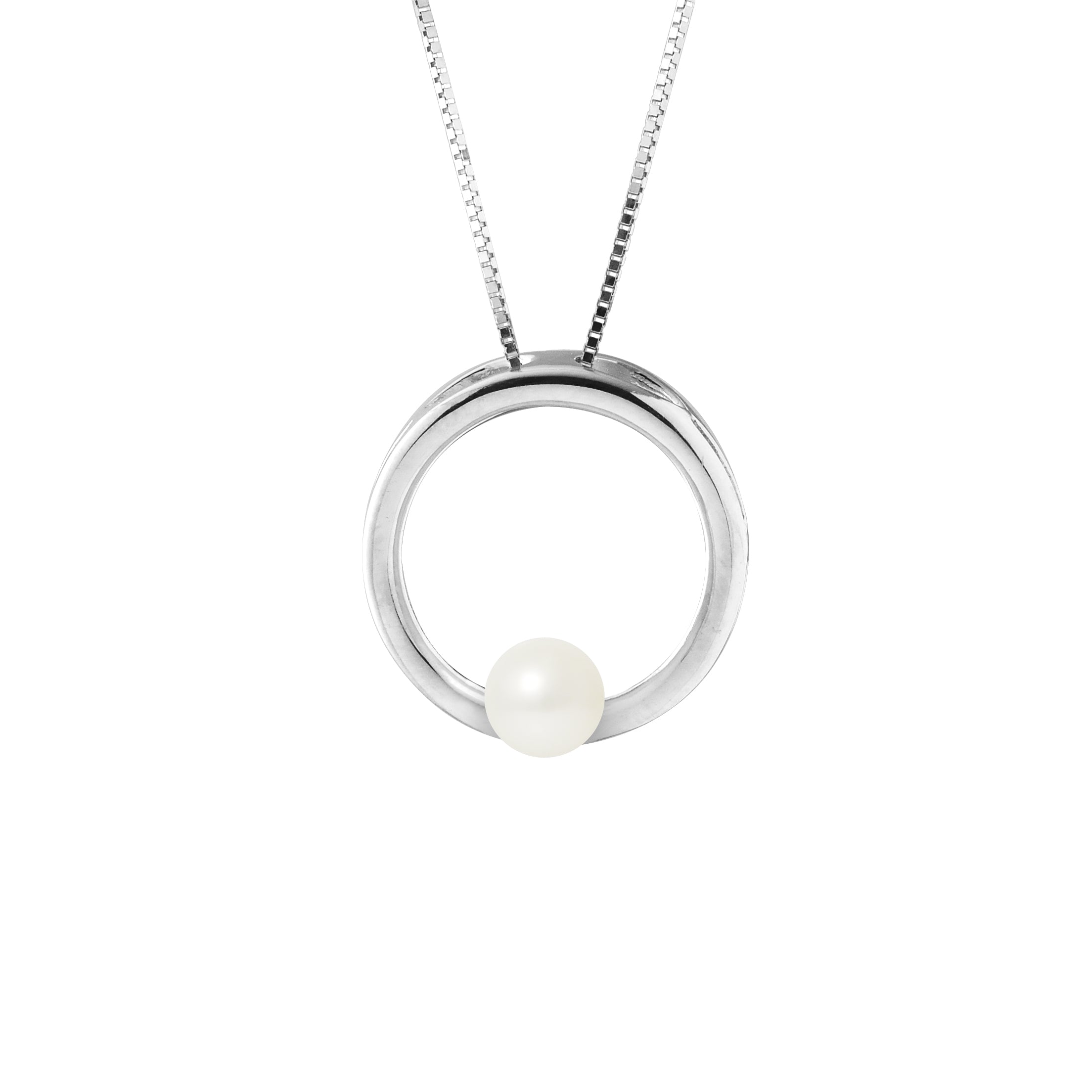 Collier Perle de Culture — Blanc Naturel, Argent 925