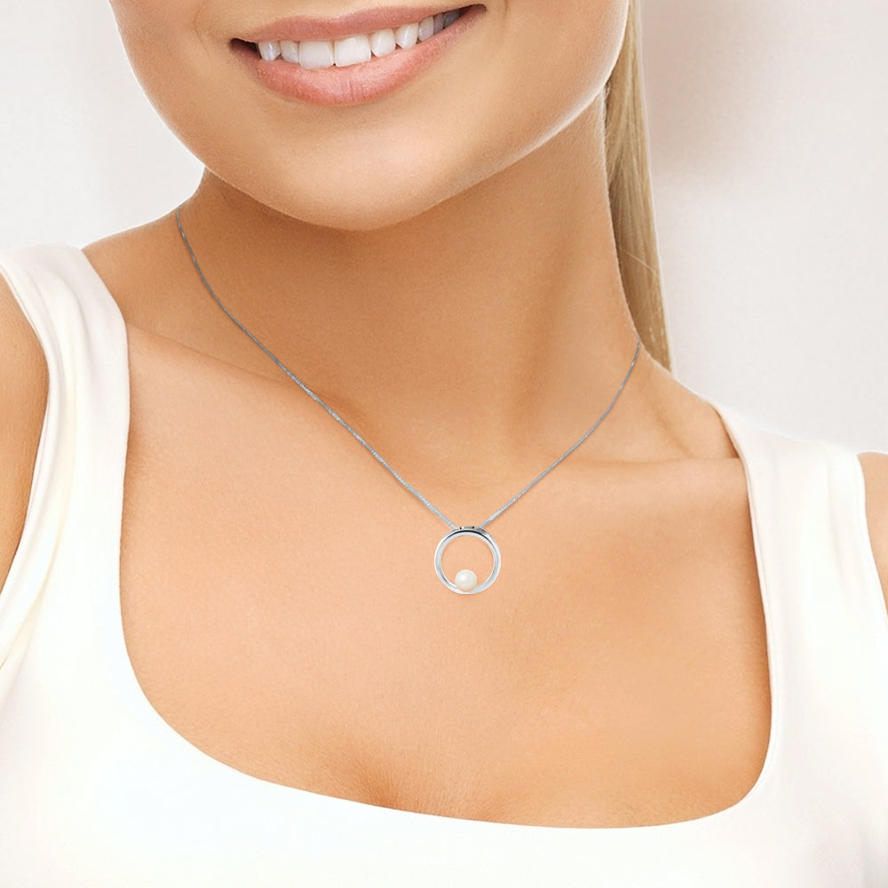 Collier Perle de Culture — Blanc Naturel, Argent 925