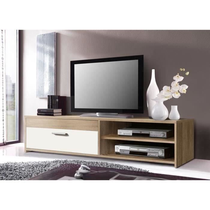 Meuble TV PILVI — Chêne & Blanc