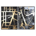 Diptyque Abstrait Or & Noir — Grand Format