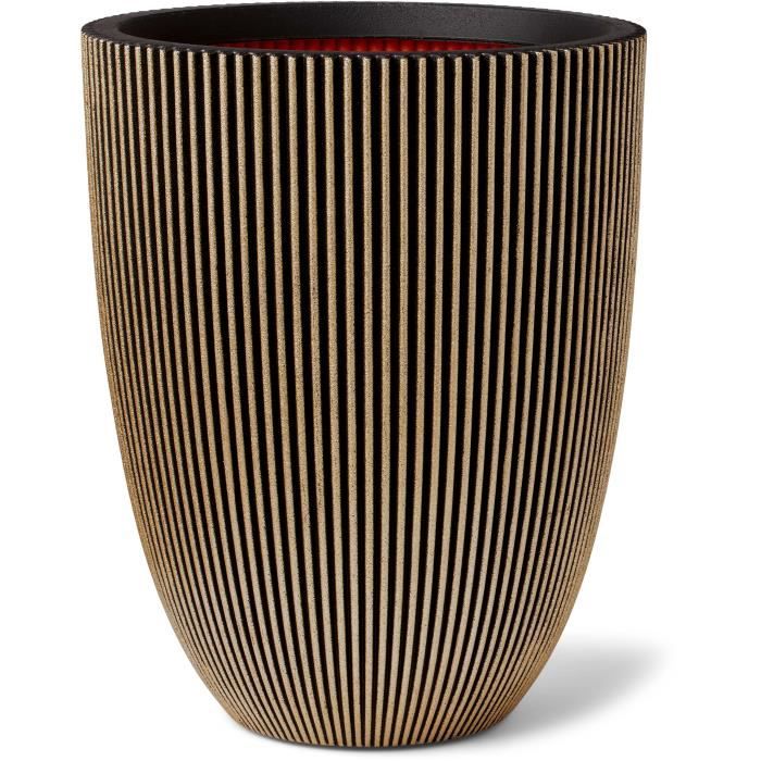 Vase Groove — Noir & Doré, Grand Format