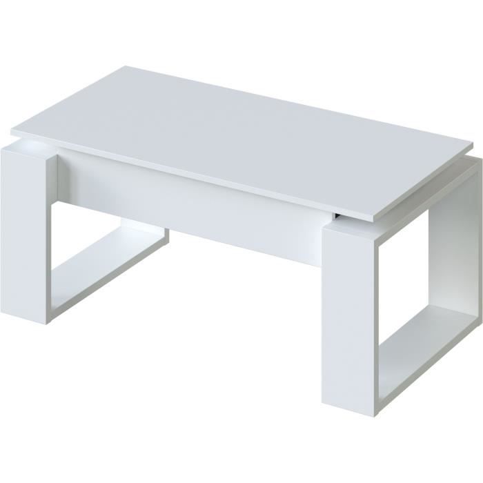 Table Basse Relevable NOVA — Blanc Épuré