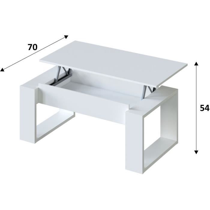 Table Basse Relevable NOVA — Blanc Épuré