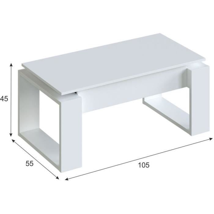 Table Basse Relevable NOVA — Blanc Épuré