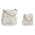 Bougeoir Home ESPRIT Blanc Bois Verre 35 x 35 x 32 cm (2 Unités)