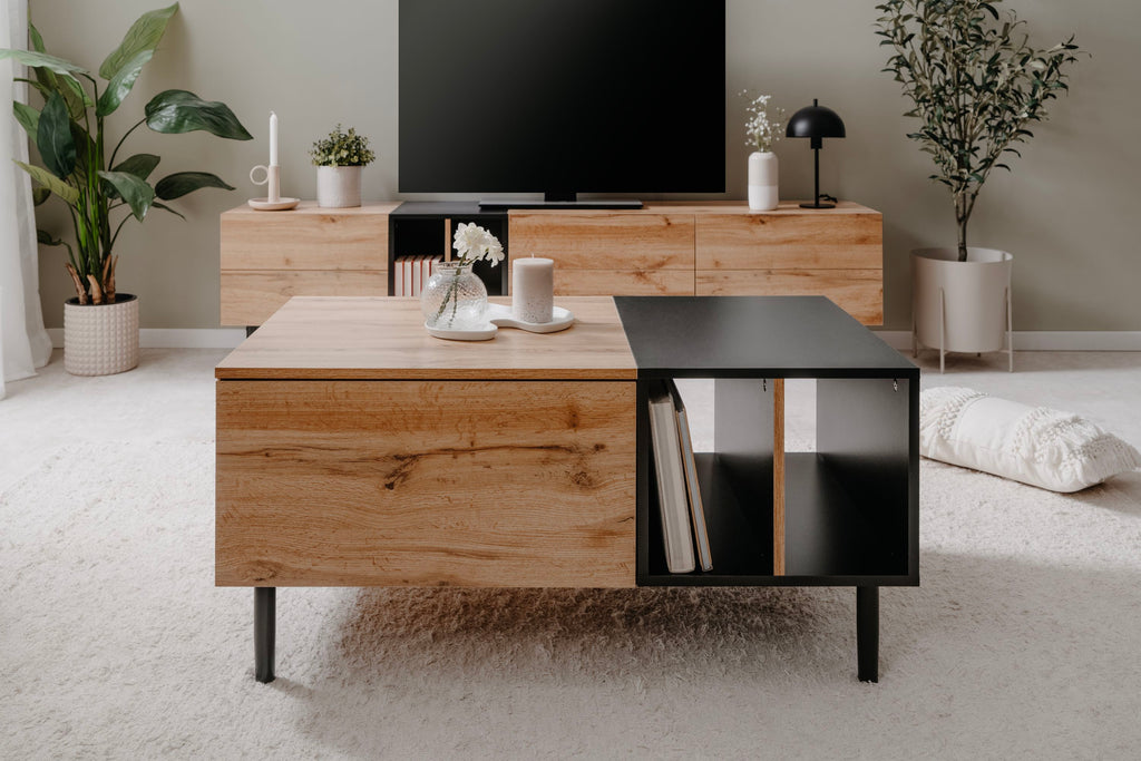 Table Basse LONA — Chêne Artisan & Noir