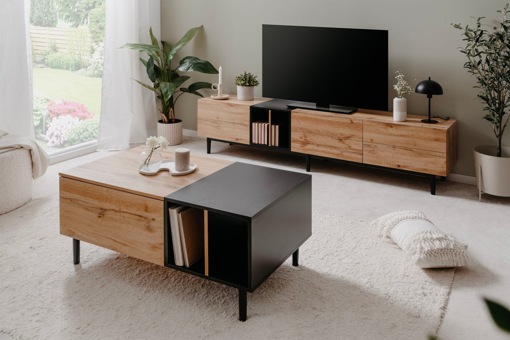 Table Basse LONA — Chêne Artisan & Noir