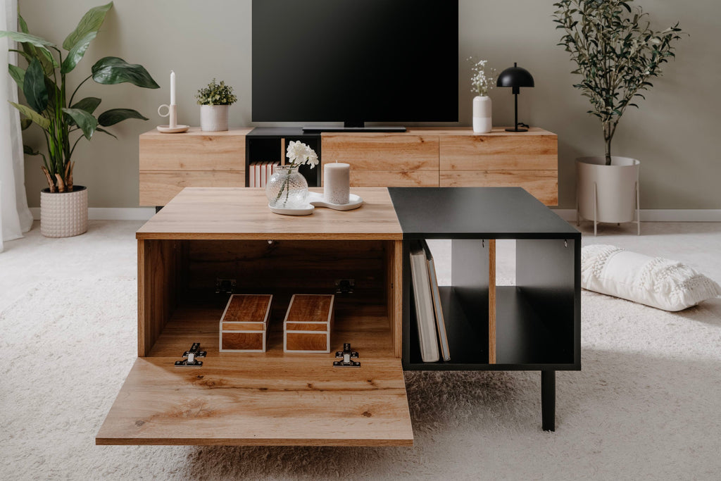 Table Basse LONA — Chêne Artisan & Noir