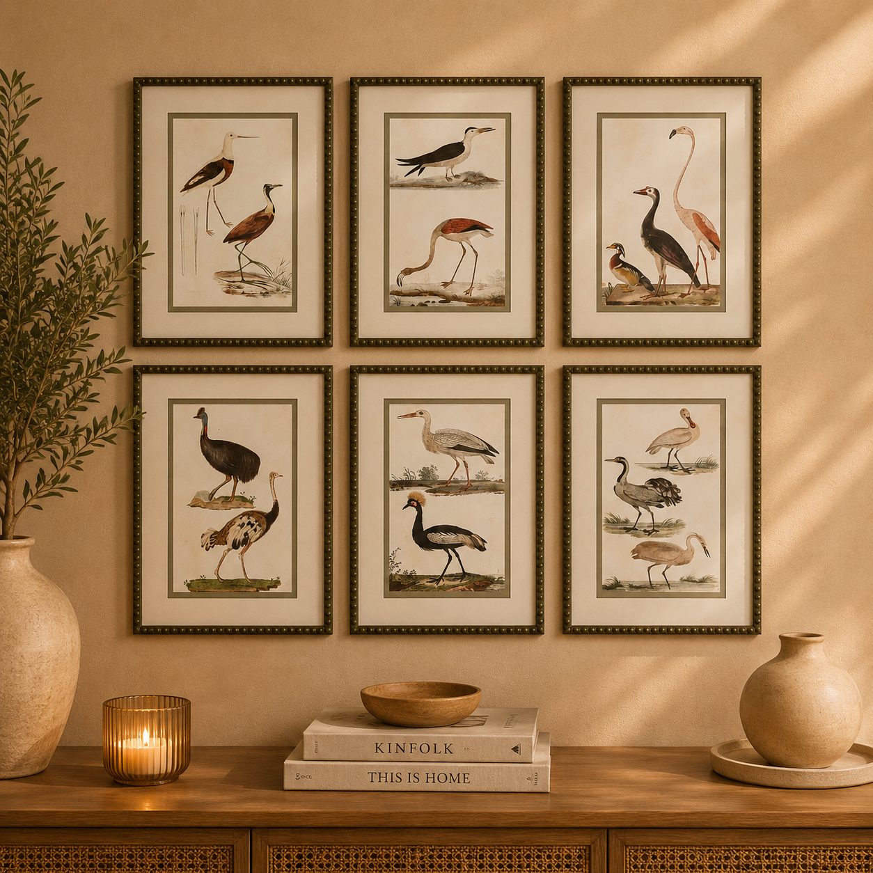 Set de 6 Cadres Oiseaux Naturalistes — Esprit Cabinet de Curiosités