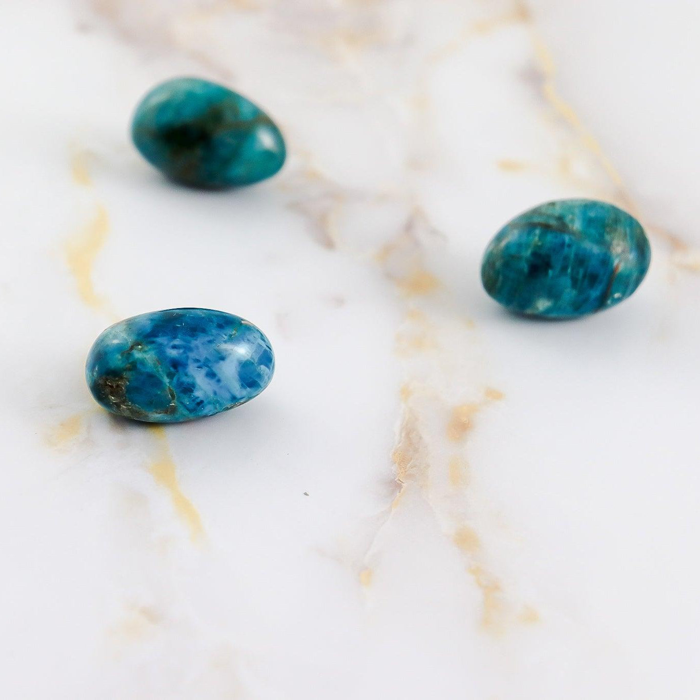 Rolled blue apatite stone
