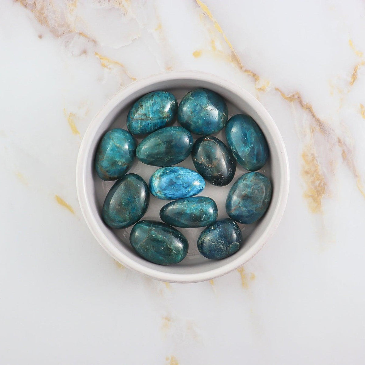 Rolled blue apatite stone